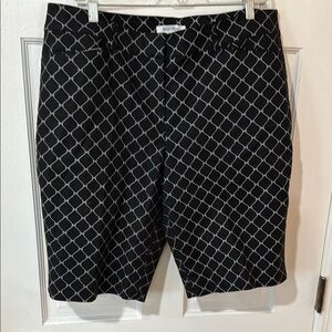 White House Black Market Black and White Flat Front Geometric Shorts